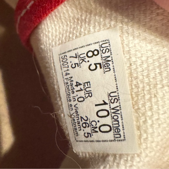 Vans Red Women's Sneakers - Picture 5 of 5